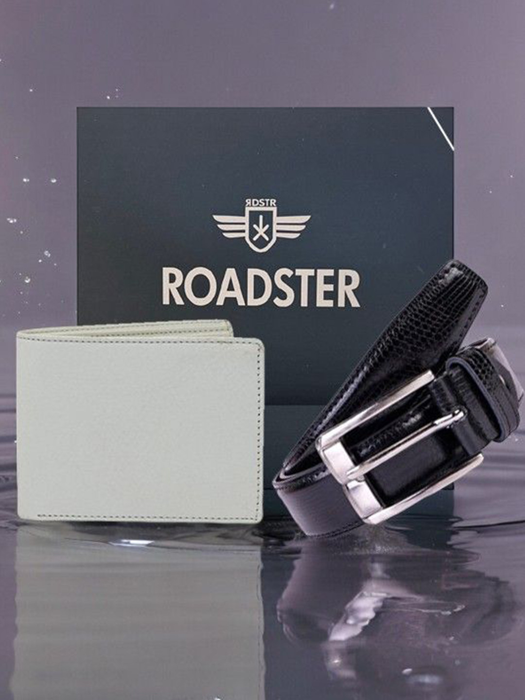 

Roadster Men Accessory Gift Set of Belt & Wallet Combo, Grey