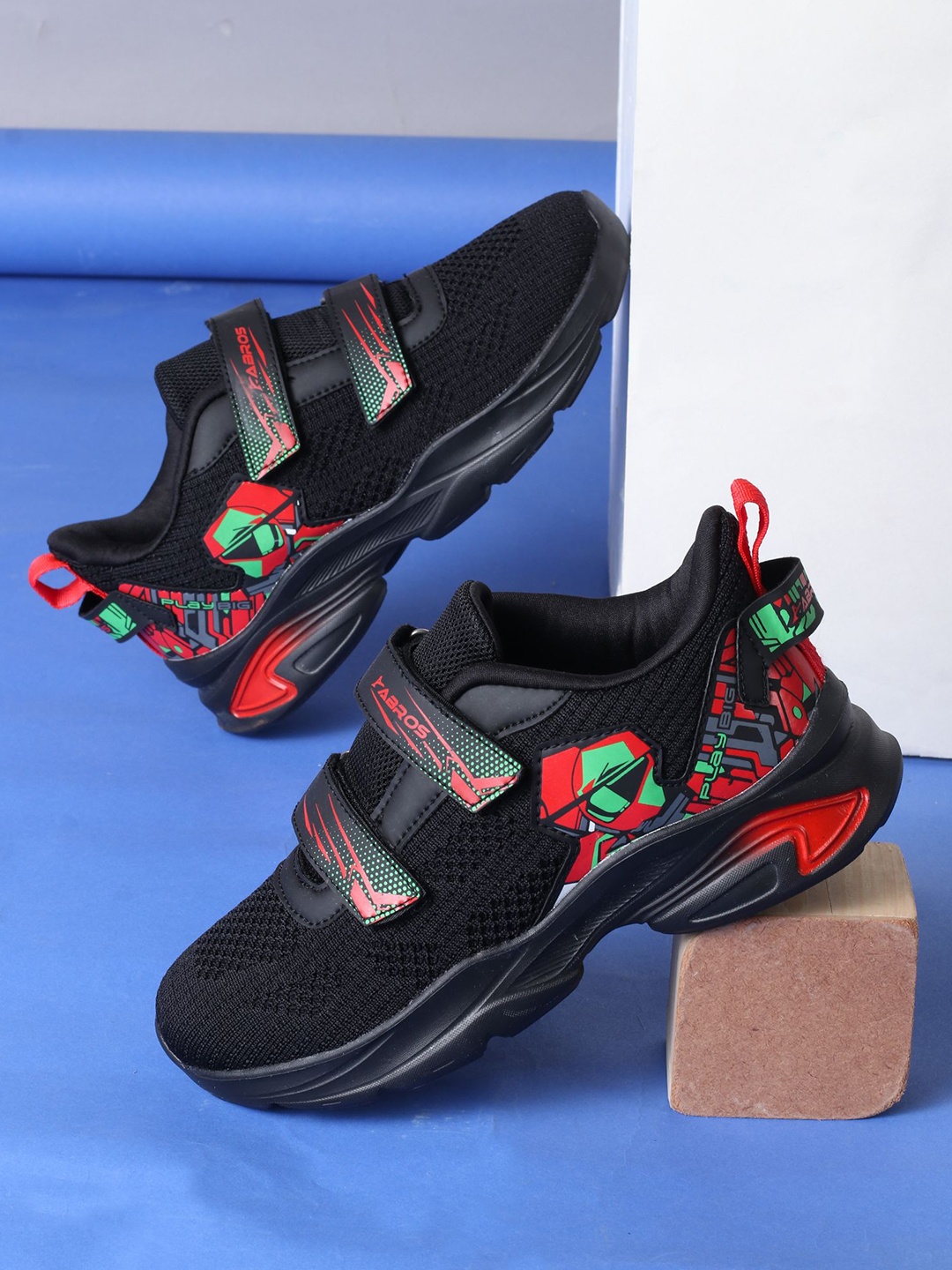 ABROS Boys Mesh Running Shoes, Black