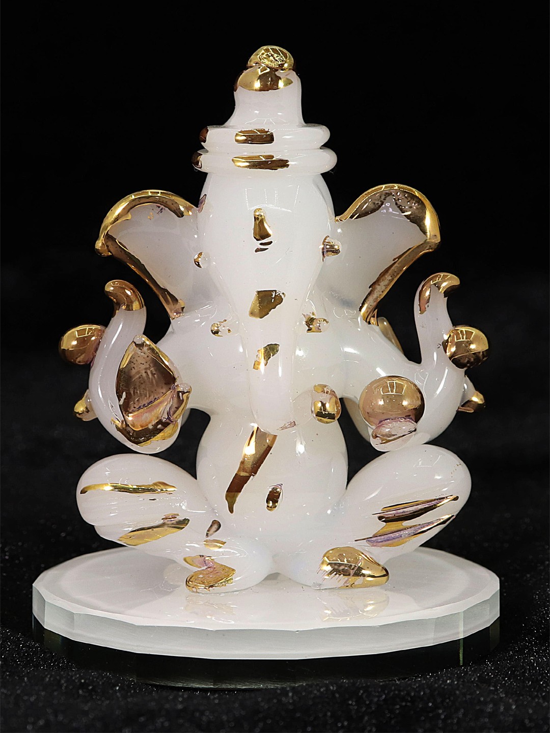 

NMII White & Gold toned Glass Religious Idol Showpiece