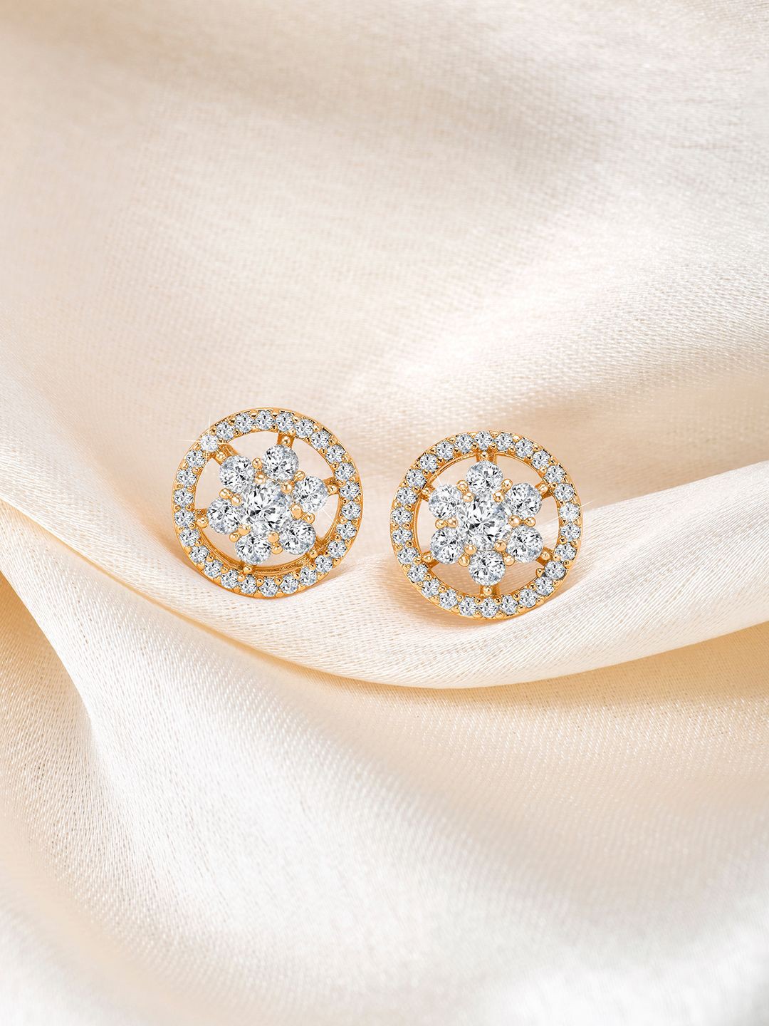 

Peora Gold-Plated Cubic Zirconia Contemporary Stud Earrings
