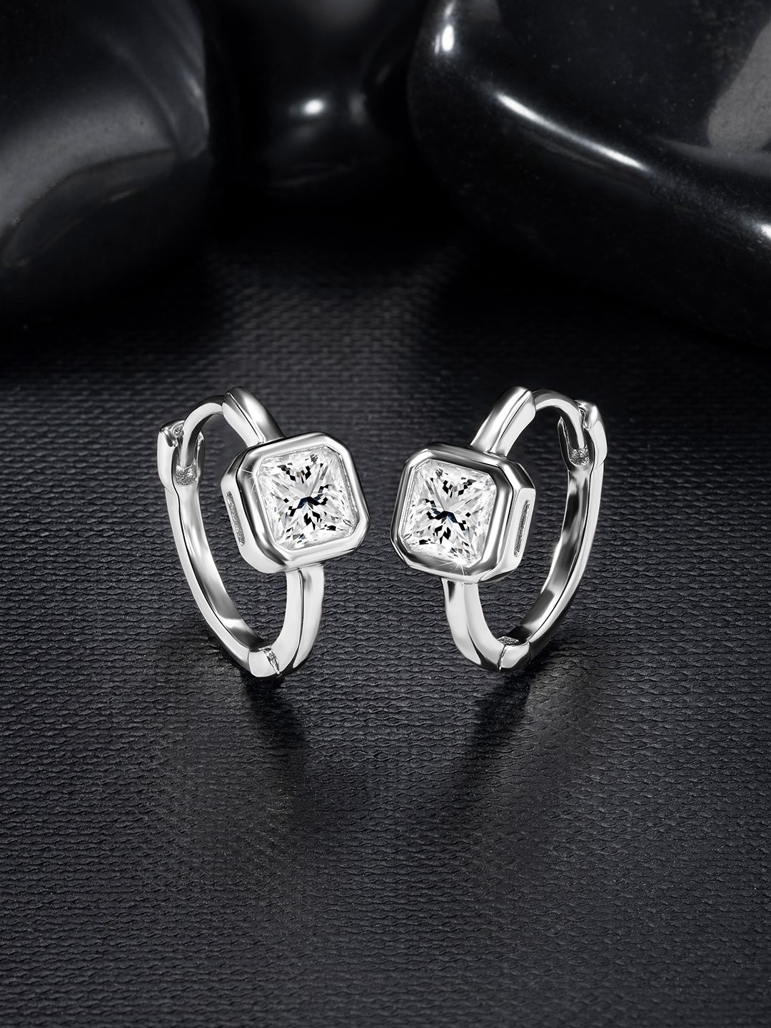 

Peora Silver Plated Cubic Zirconia Circular Hoop Earrings