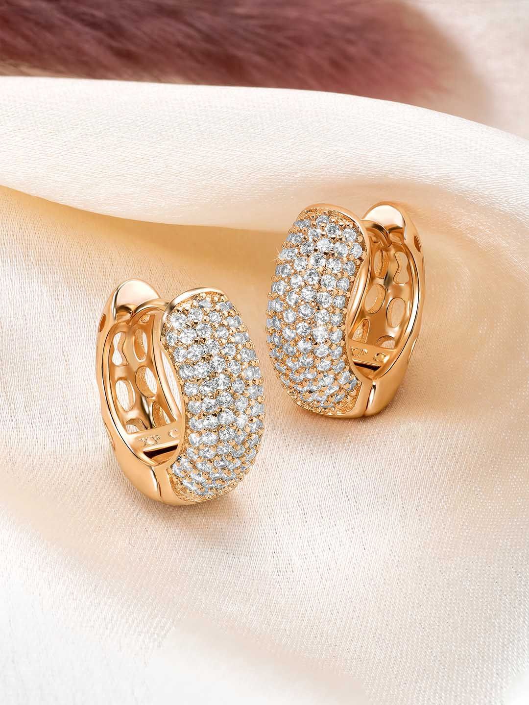 

Peora Gold Plated Cubic Zirconia Circular Hoop Earrings