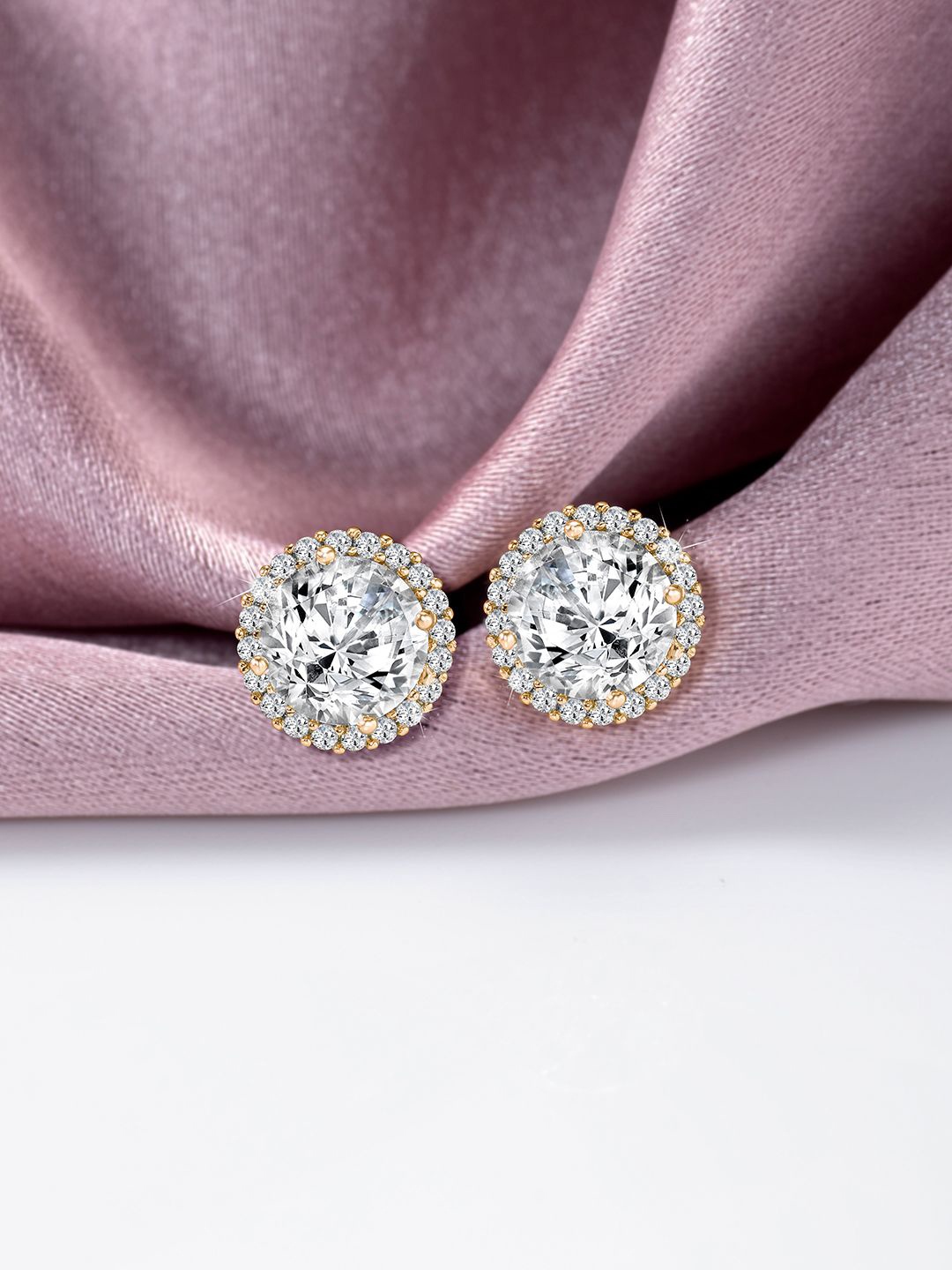 

Peora Gold Plated Cubic Zirconia Circular Stud Earrings