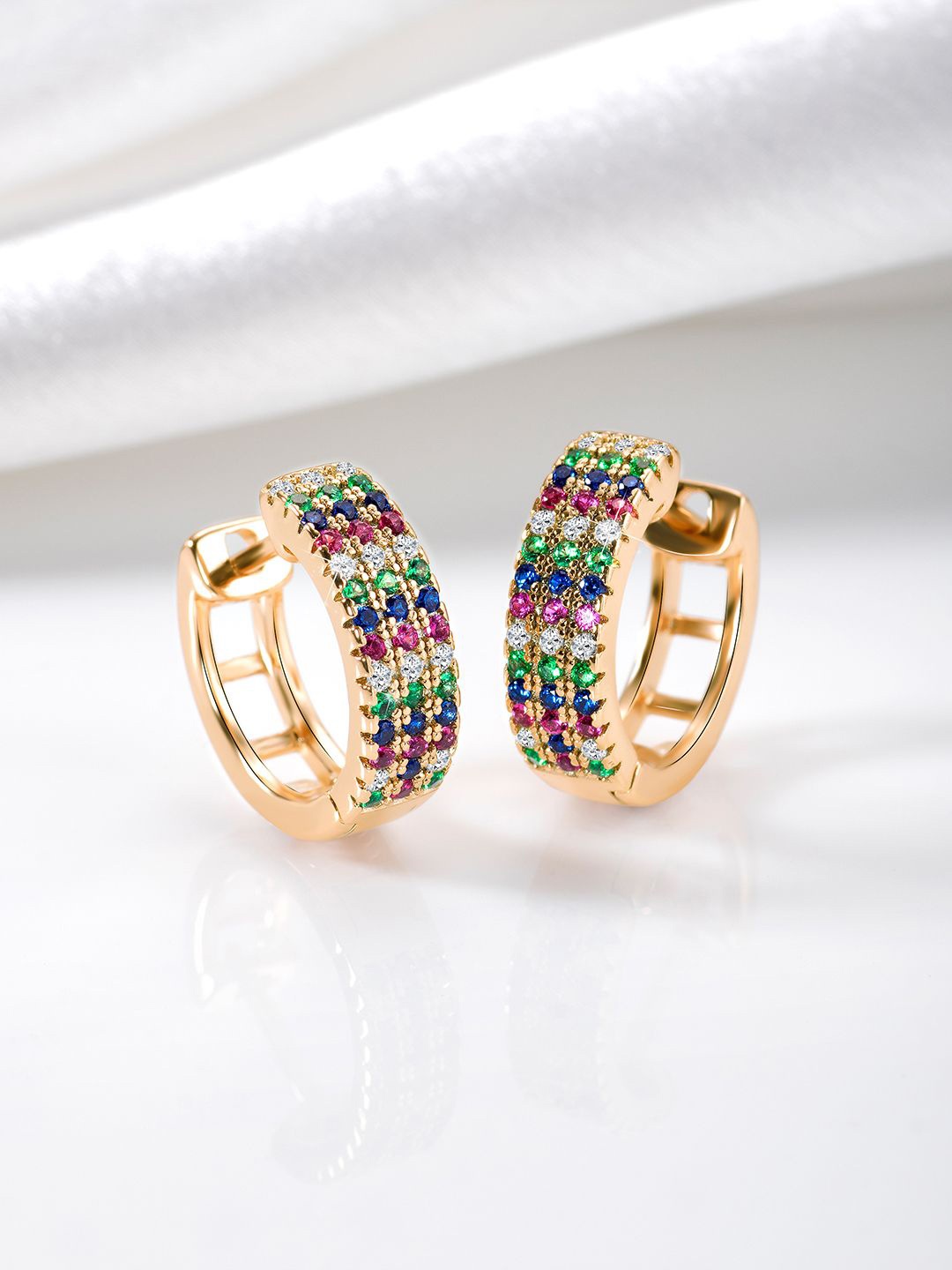 

Peora Gold Plated Cubic Zirconia Circular Hoop Earrings