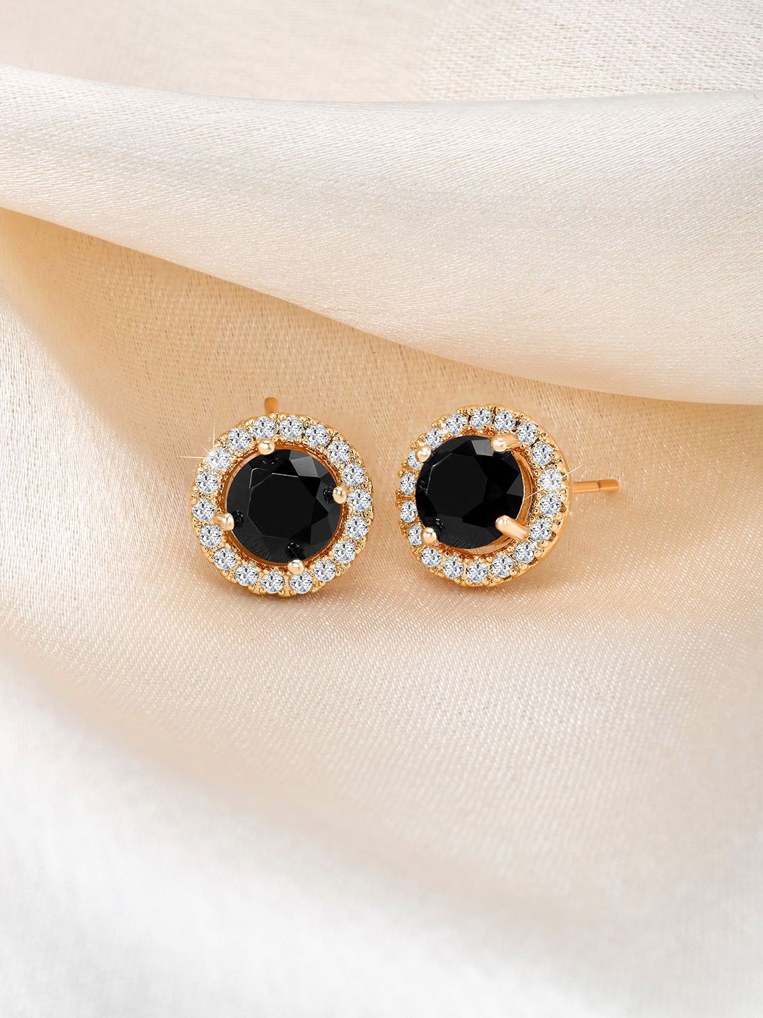 

Peora Gold Plated Cubic Zirconia Circular Stud Earrings
