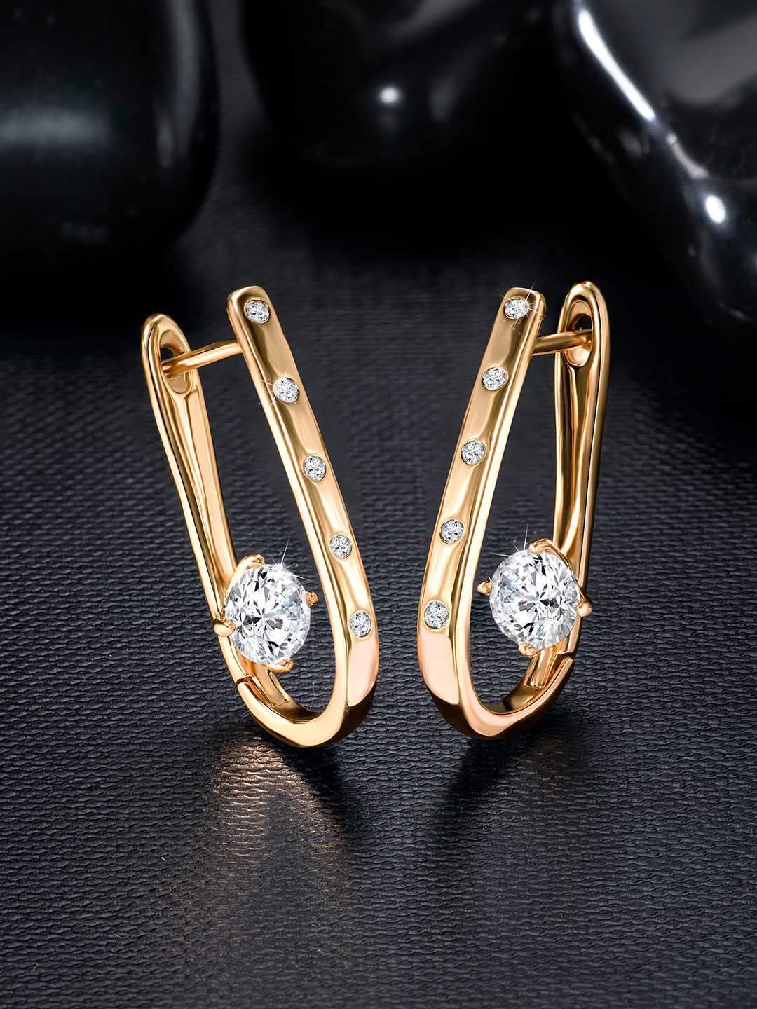 

Peora Gold-Plated Cubic Zirconia Contemporary Hoop Earrings