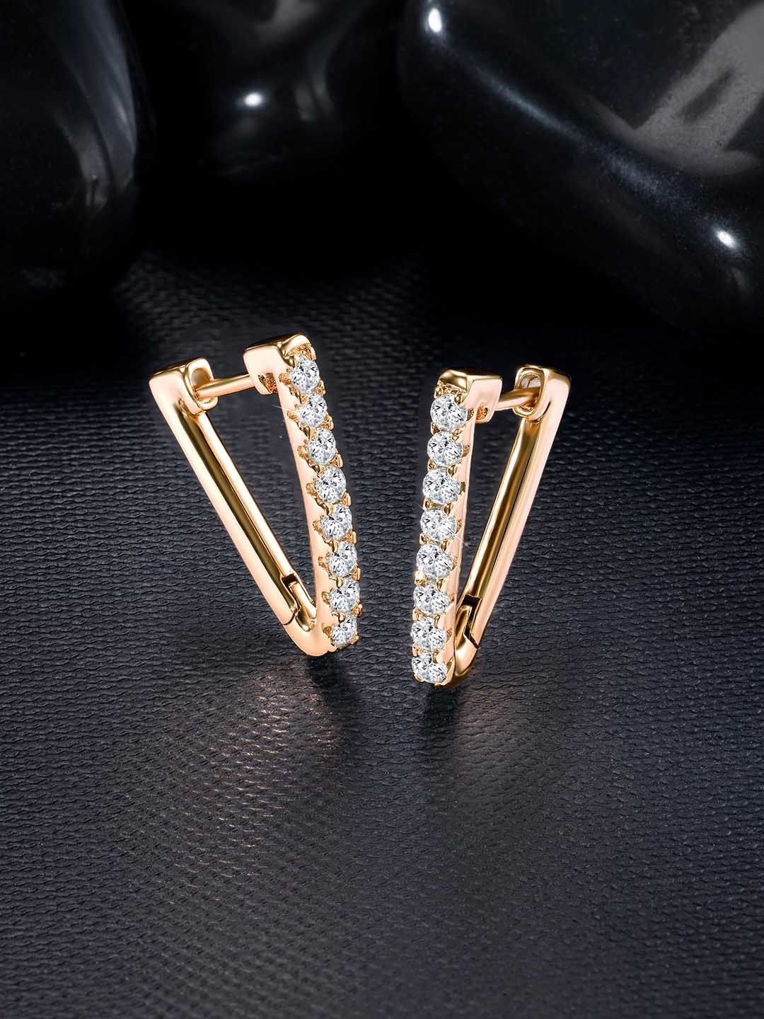 

Peora Gold-Plated Contemporary Cubic Zirconia Hoop Earrings