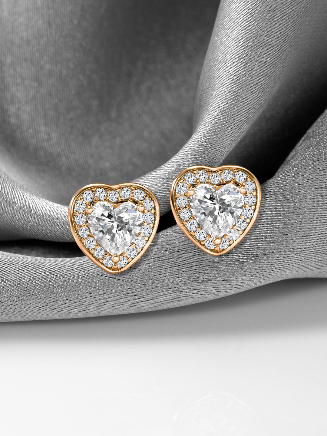 

Peora Gold-Plated Brass Cubic Zirconia Contemporary Shaped Studs Earrings