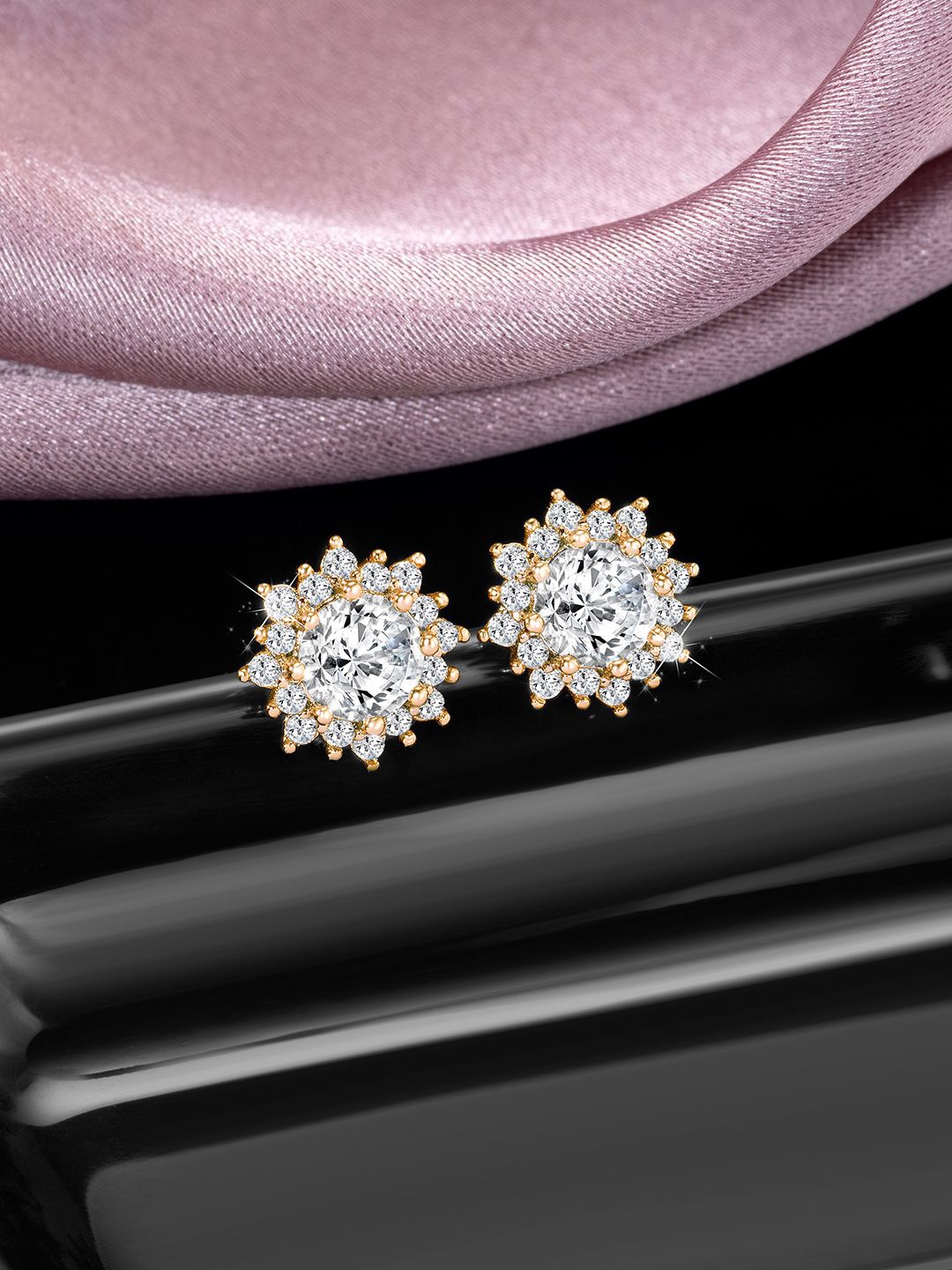 

Peora Gold Plated Cubic Zirconia Circular Stud Earrings