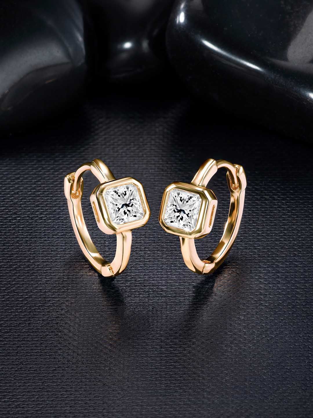 

Peora Gold-Plated Cubic Zirconia Studded Circular Hoops Earrings
