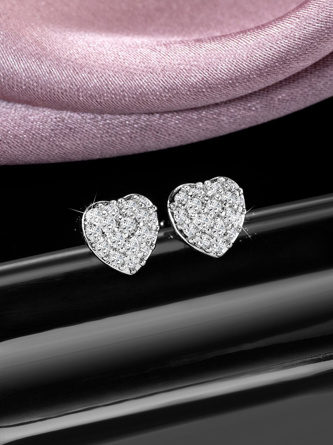 

Peora Silver-Plated Brass Contemporary Cubic Zirconia Stud Earrings