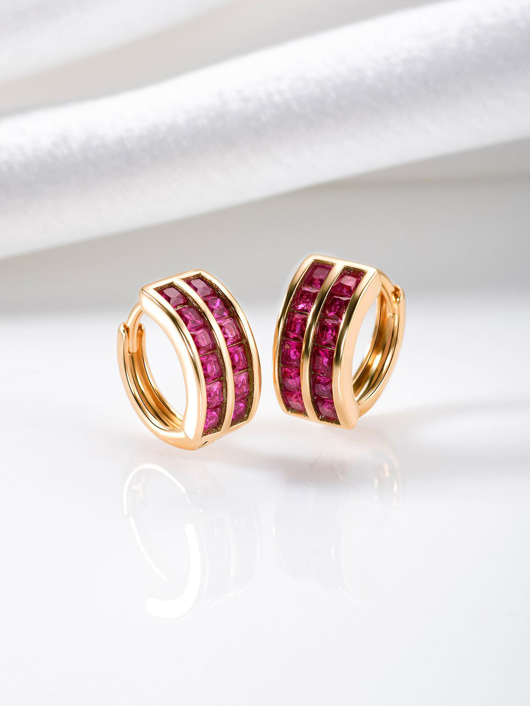 

Peora Gold Plated Cubic Zirconia Circular Hoop Earrings
