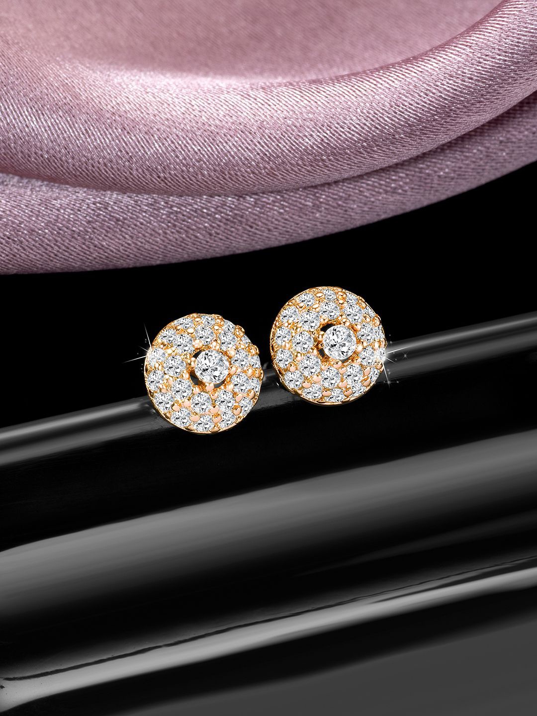

Peora Gold-Plated Cubic Zirconia Contemporary Stud Earrings