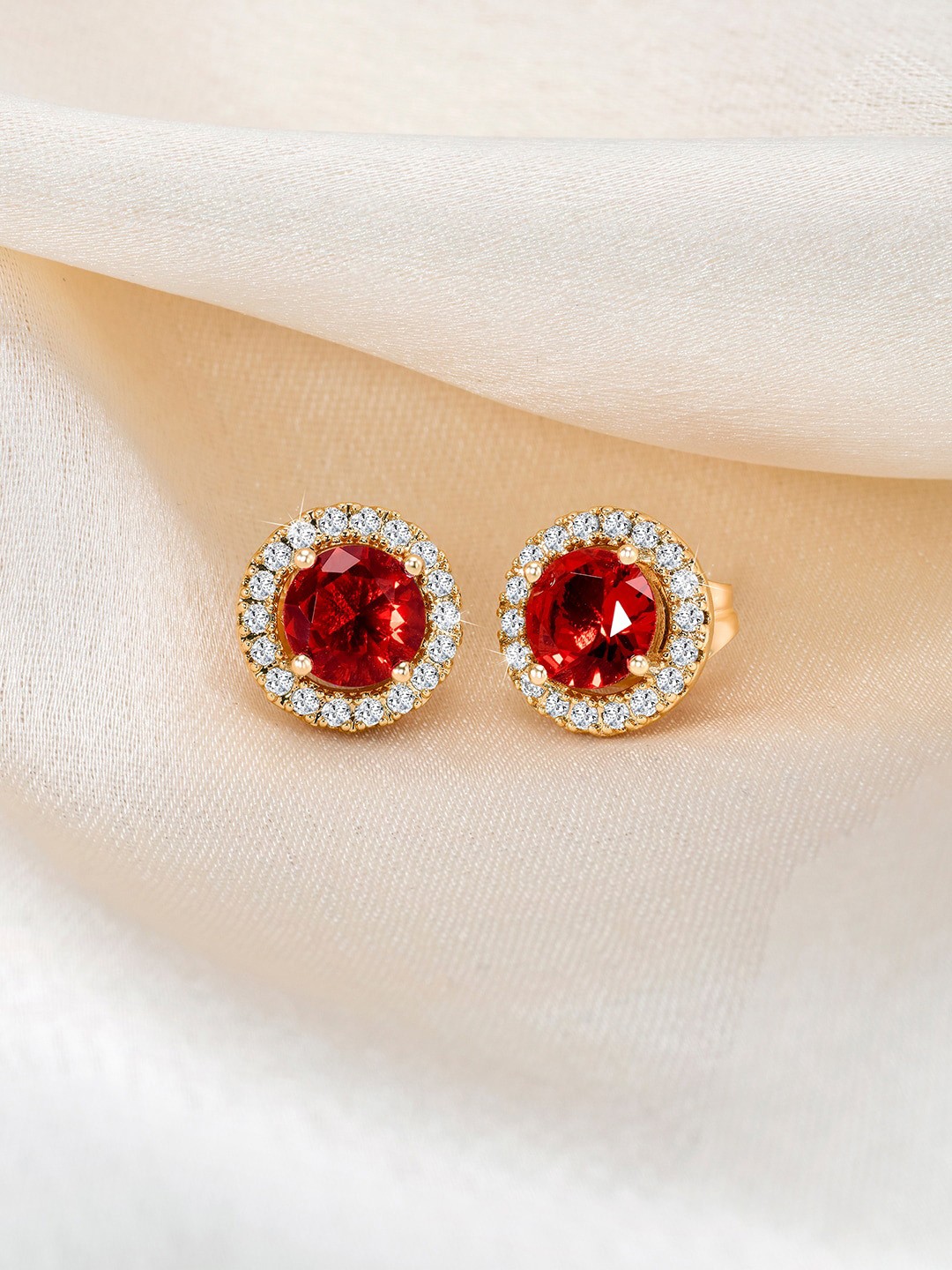 

Peora Gold-Plated Cubic Zirconia Studded Circular Studs Earrings