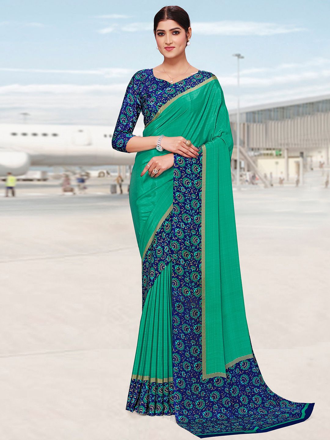

Mitera Dabu Pure Crepe Maheshwari Saree, Green