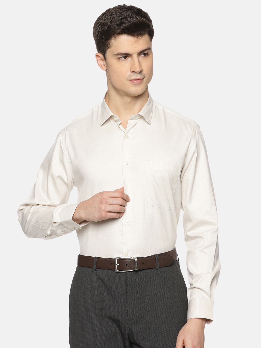 

THE FORMAL CLUB Men Relaxed Opaque Formal Shirt, Beige