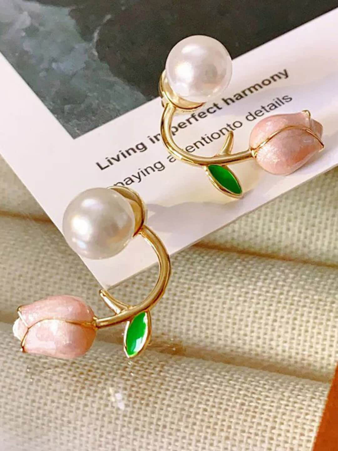 

Xivir Gold-Plated Floral Pearls Studded Earrings, Pink