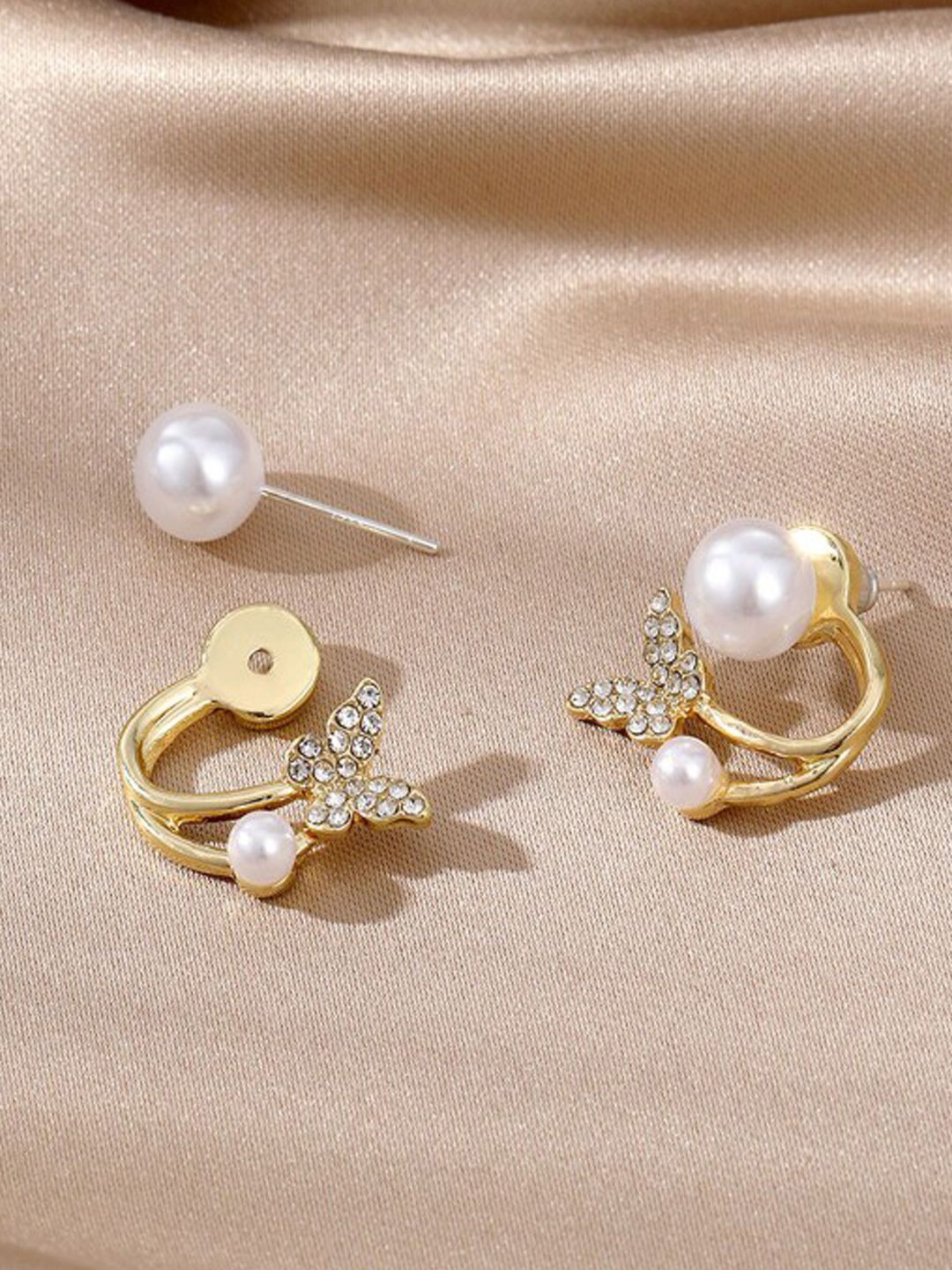 

Xivir Gold-Plated Animal Shaped Artificial Stones Studded Earrings