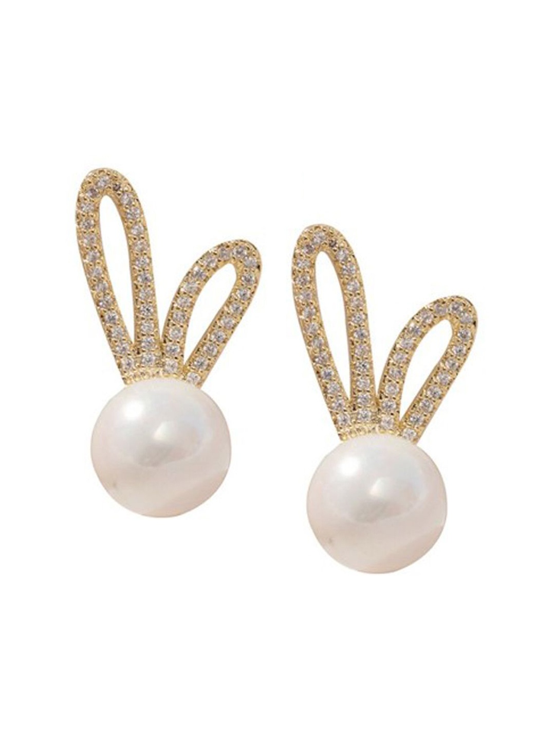 

Xivir Gold-Plated Animal Shaped Artificial Stones Studded Earrings