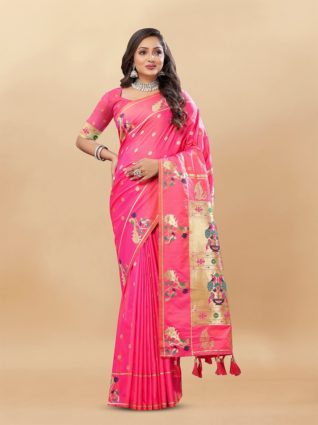 

Upalksh Woven Design Zari Banarasi Saree, Pink