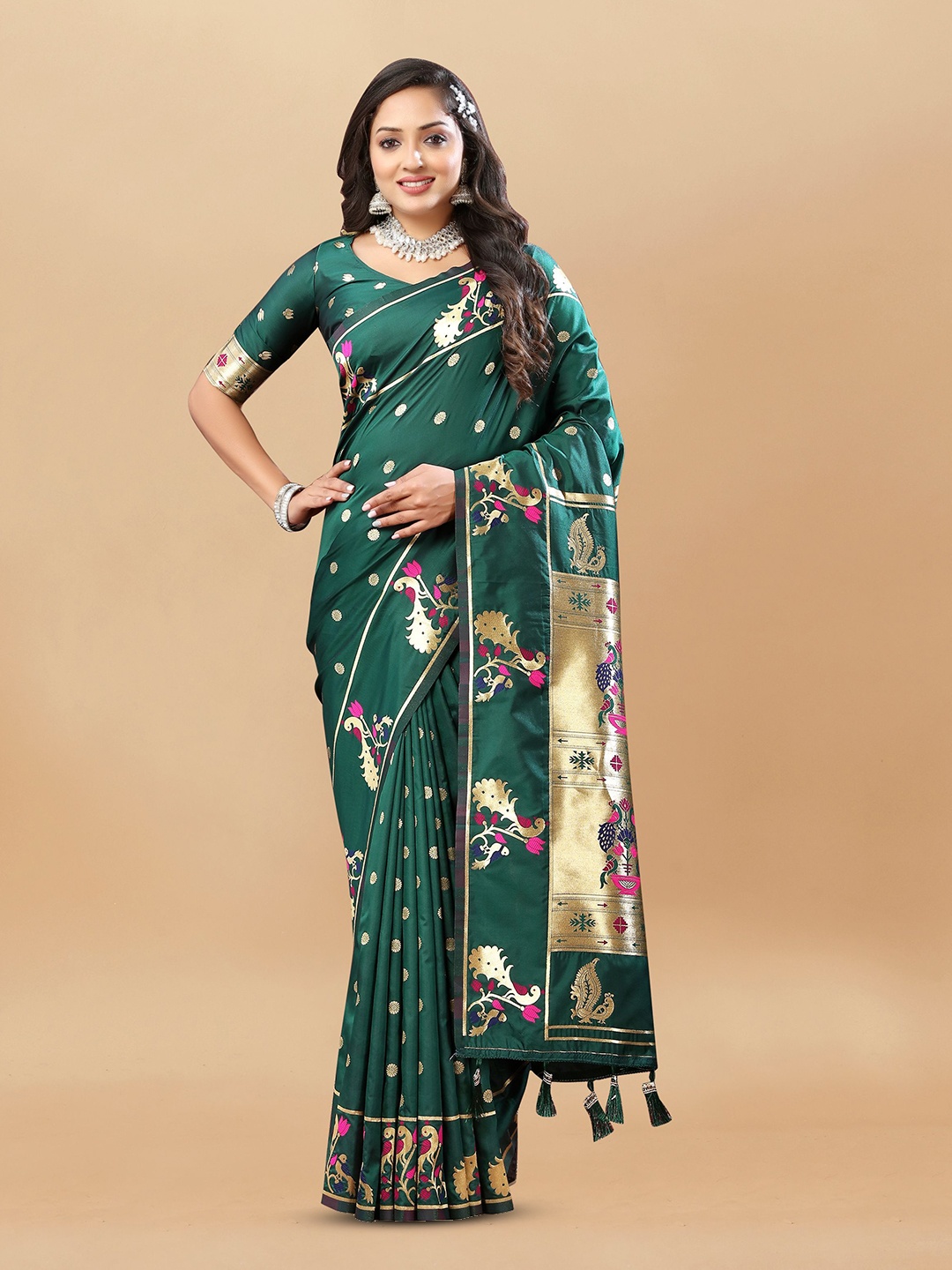 

Upalksh Zari Ethnic Motifs Banarasi Saree, Green