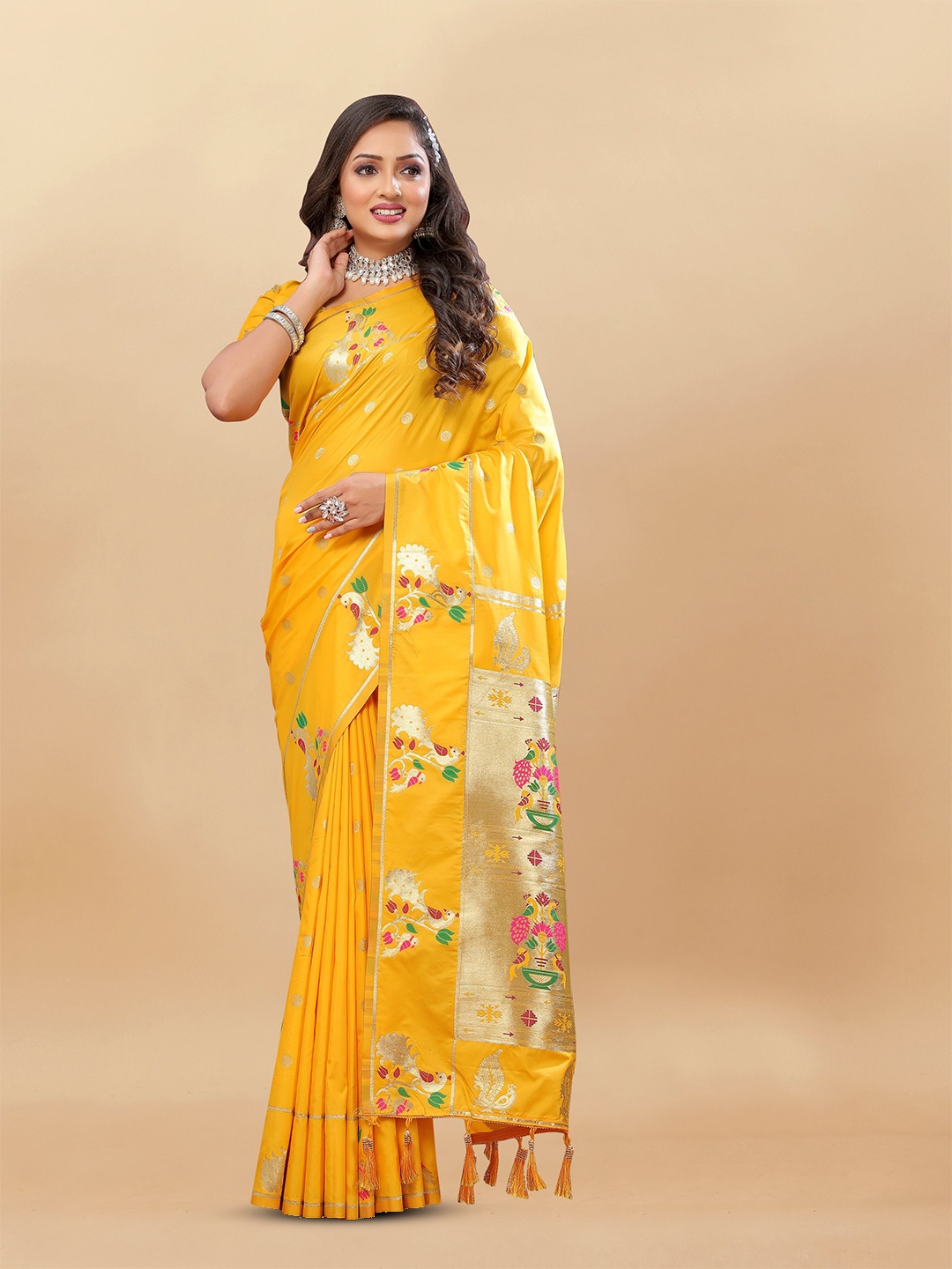 

Upalksh Ethnic Motifs Zari Banarasi Saree, Mustard