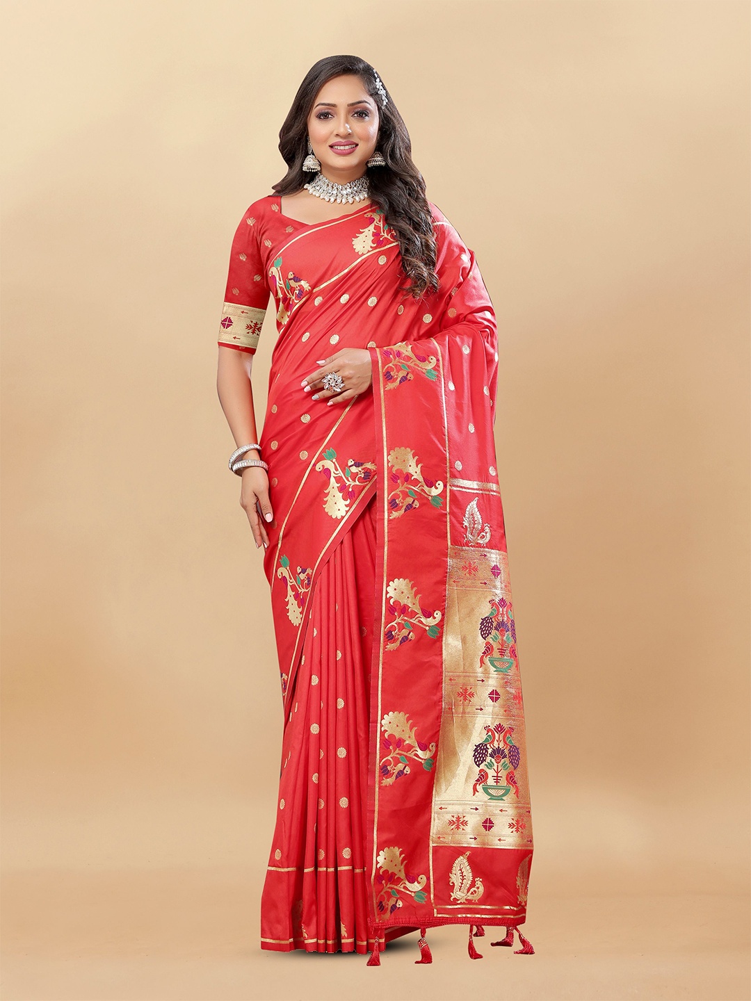 

Upalksh Woven Design Zari Banarasi Saree, Red