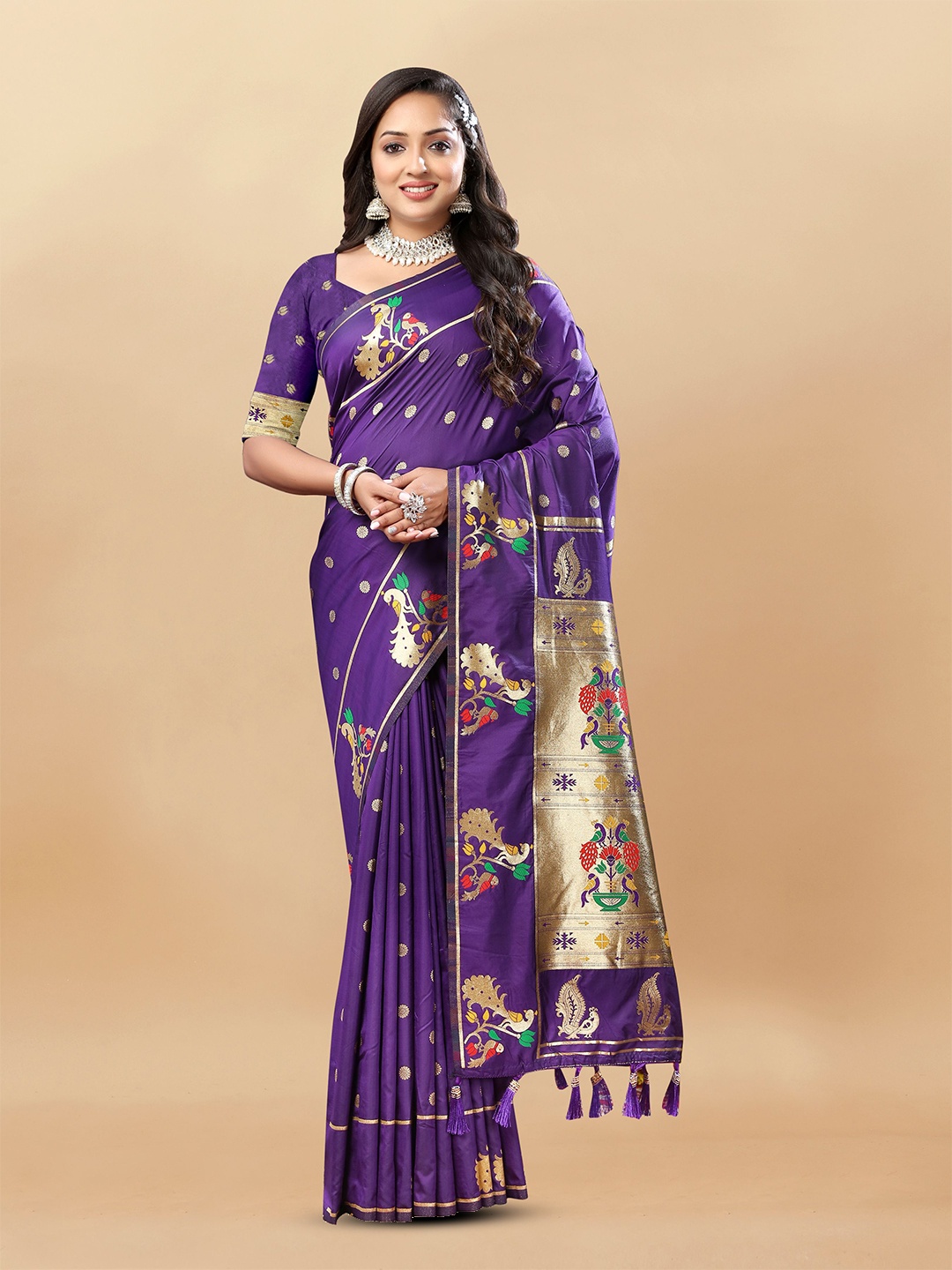 

Upalksh Woven Design Zari Banarasi Saree, Purple