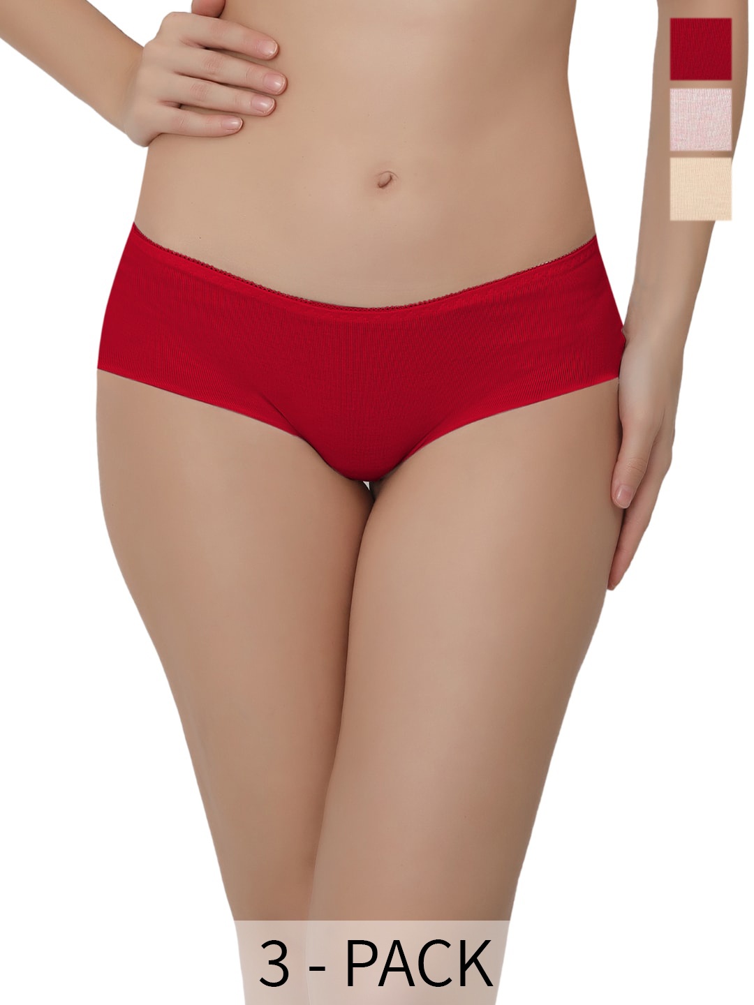 

Bella Voste Pack Of 3 Anti Bacterial Hipster Briefs, Red