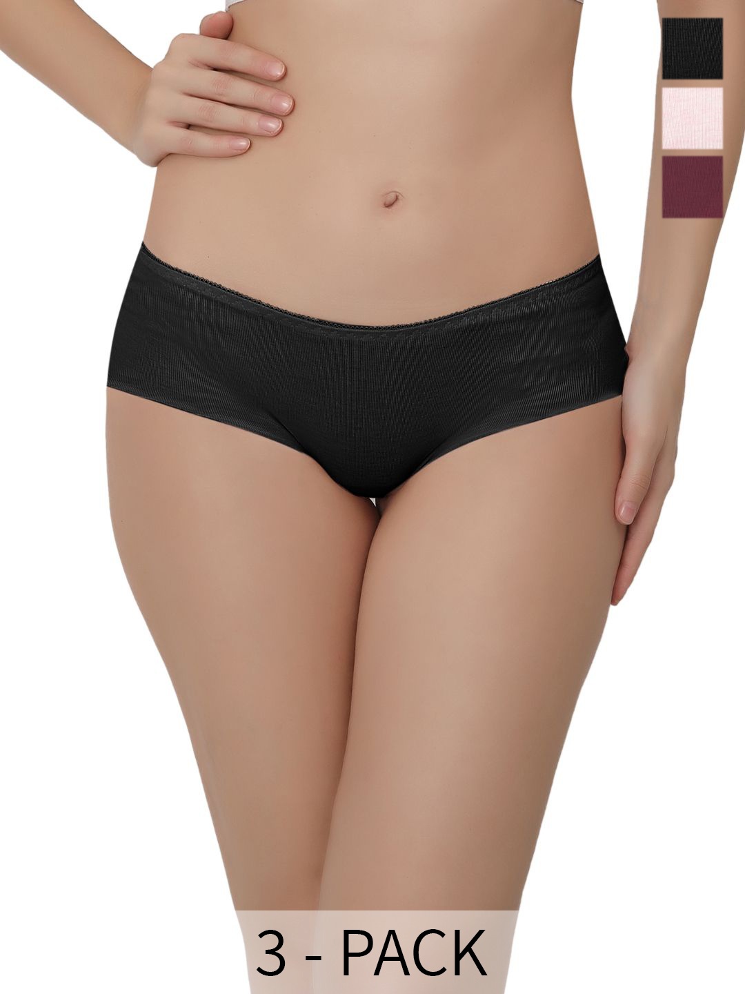 

Bella Voste Pack Of 3 Low-rise Hipster Seamless Briefs, Maroon