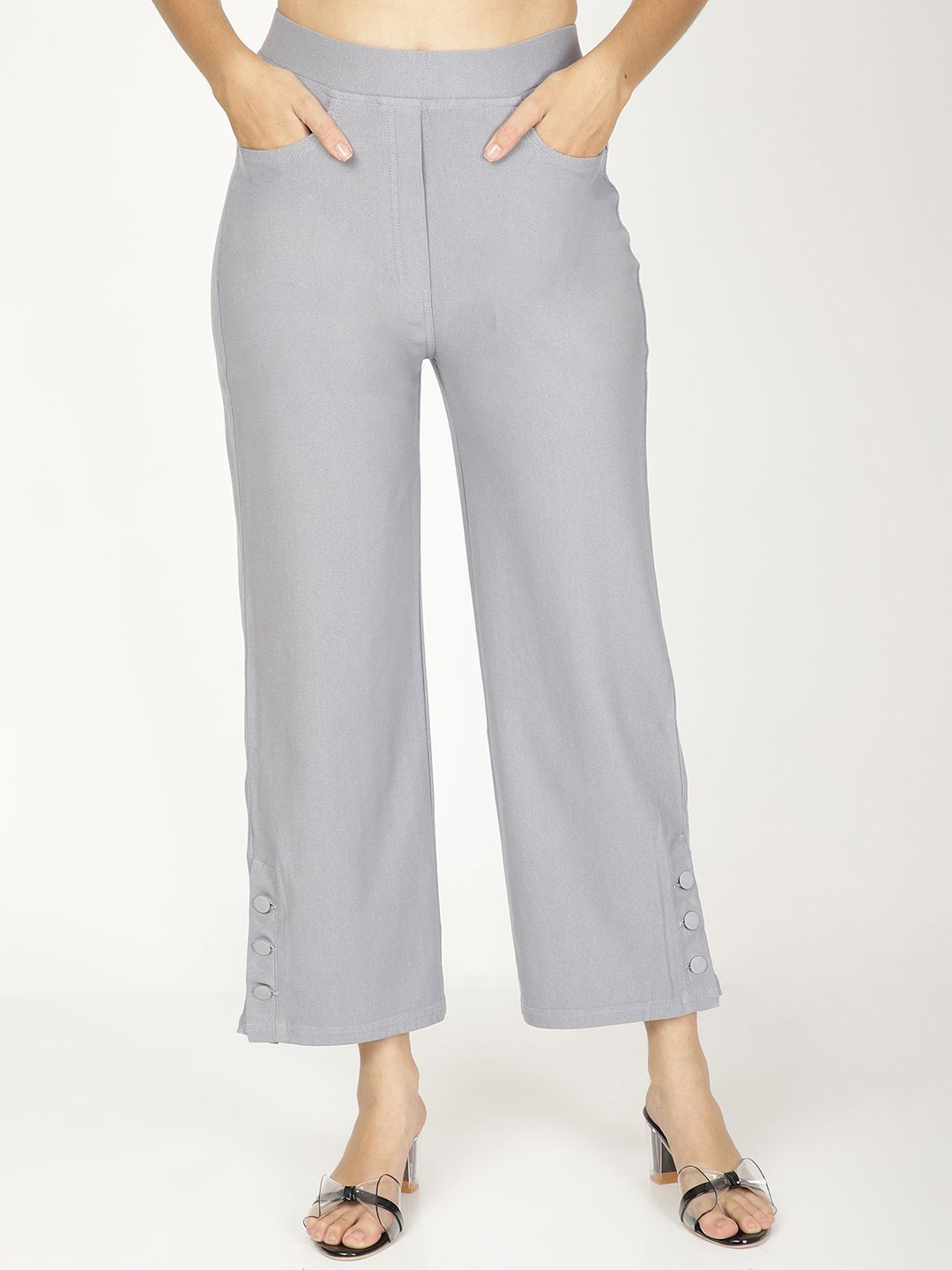 

FUTURO Women Culottes Relaxed Straight Leg Loose Fit Trousers, Grey