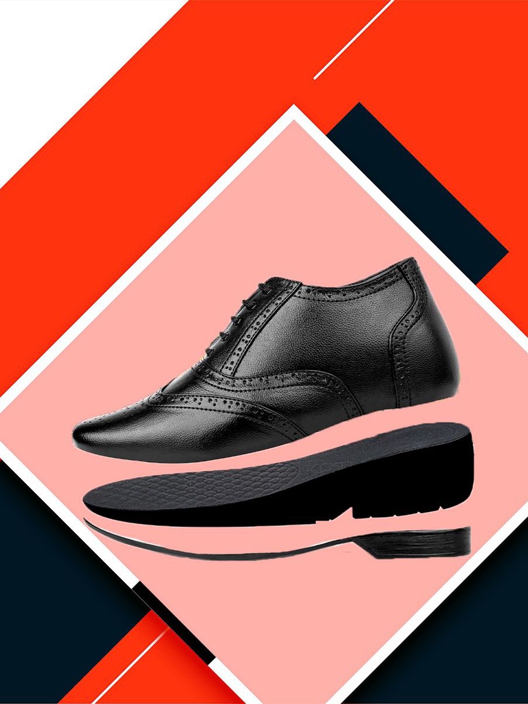

Bxxy Men Textured Round Toe Formal Elevator Brogues, Black