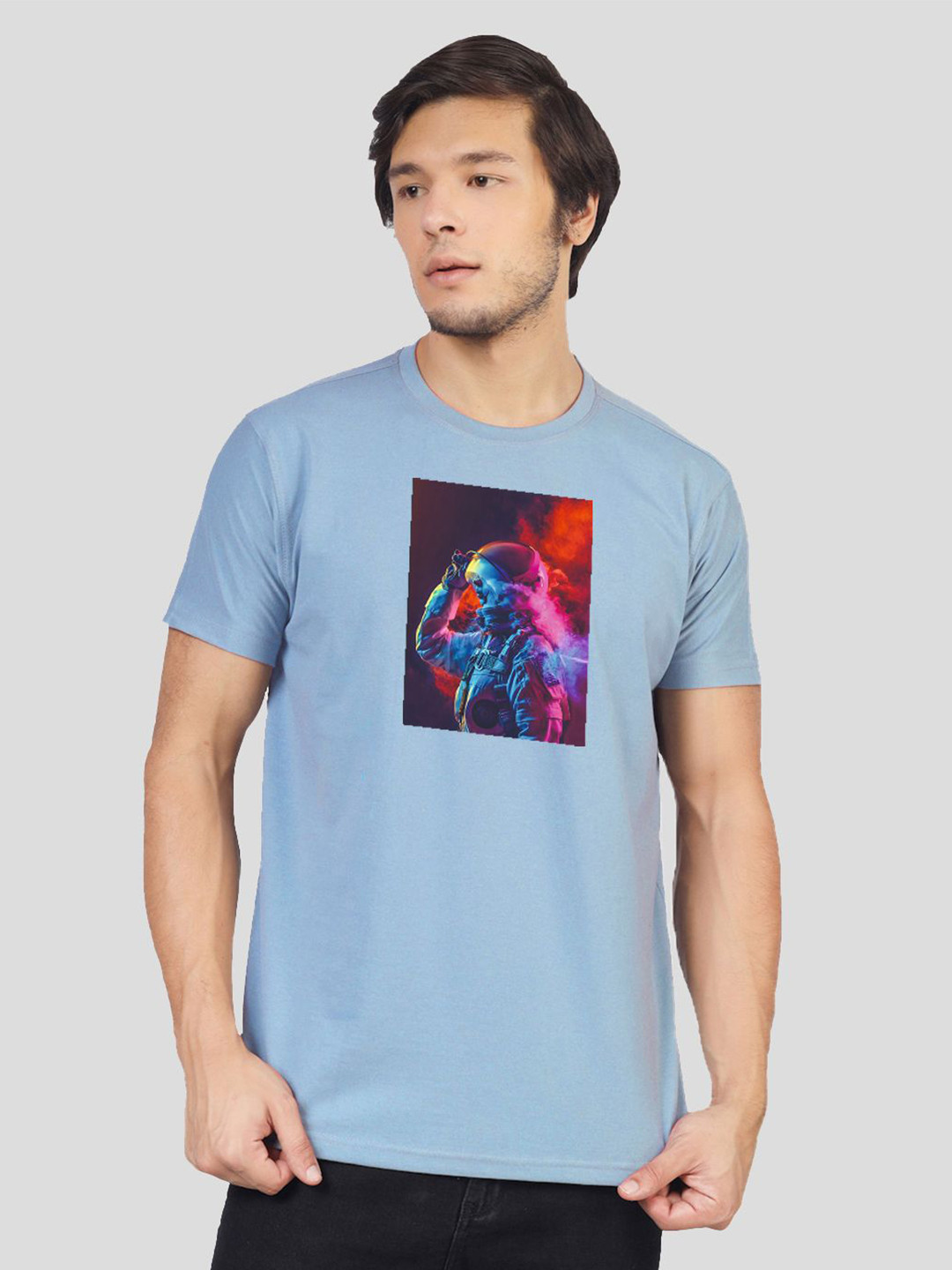

Greylongg Men Graphic Printed Round Neck T-shirt, Blue