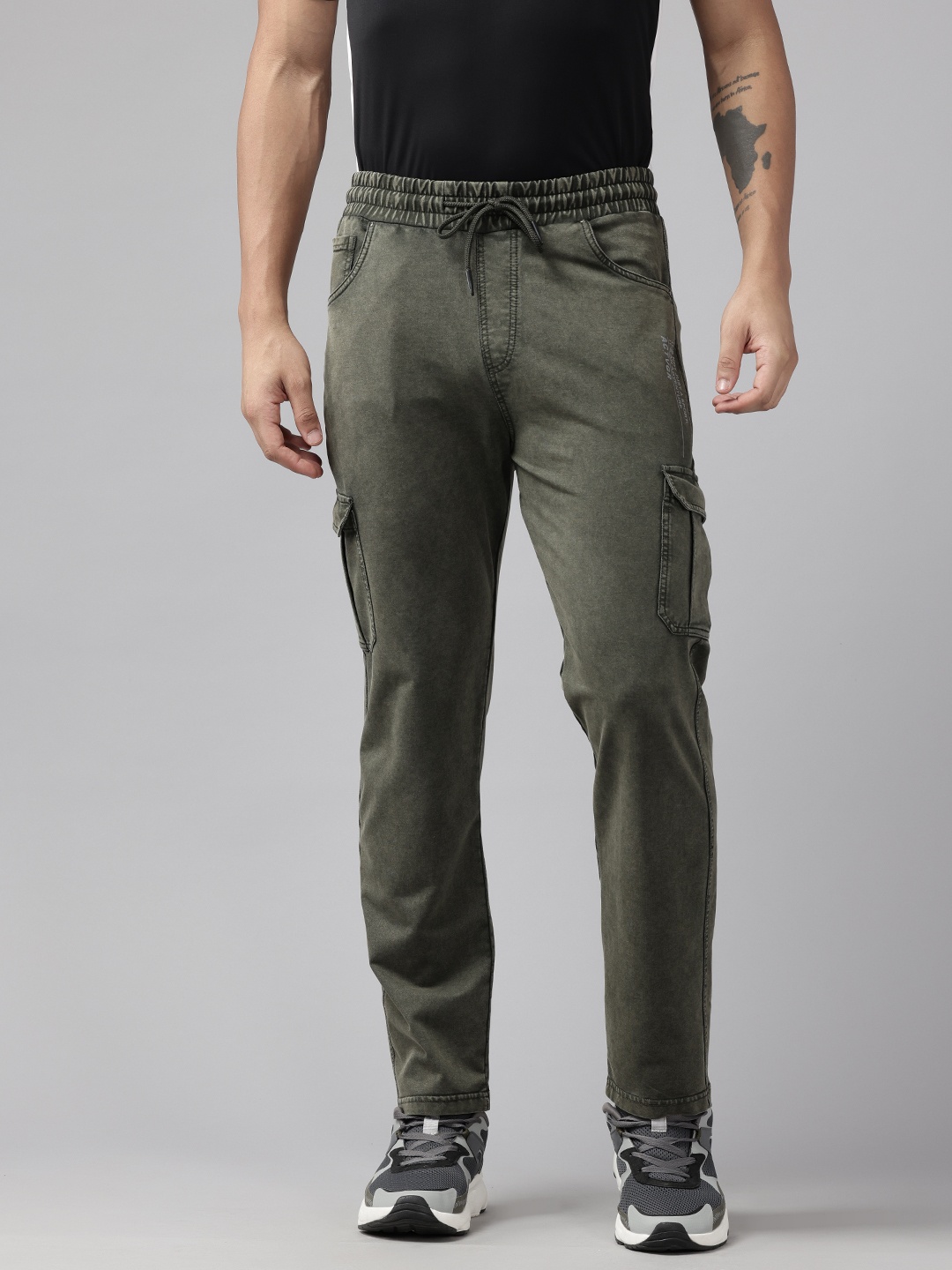 

PERFKT-U Men Cargo Training or Gym Track Pants, Olive