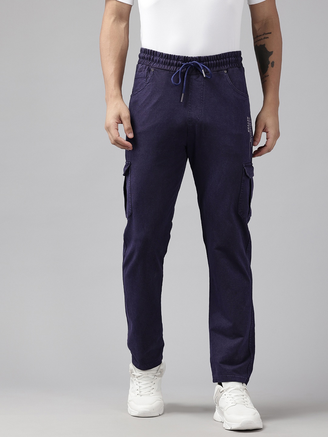 

PERFKT-U Men Cargo Training or Gym Track Pants, Navy blue