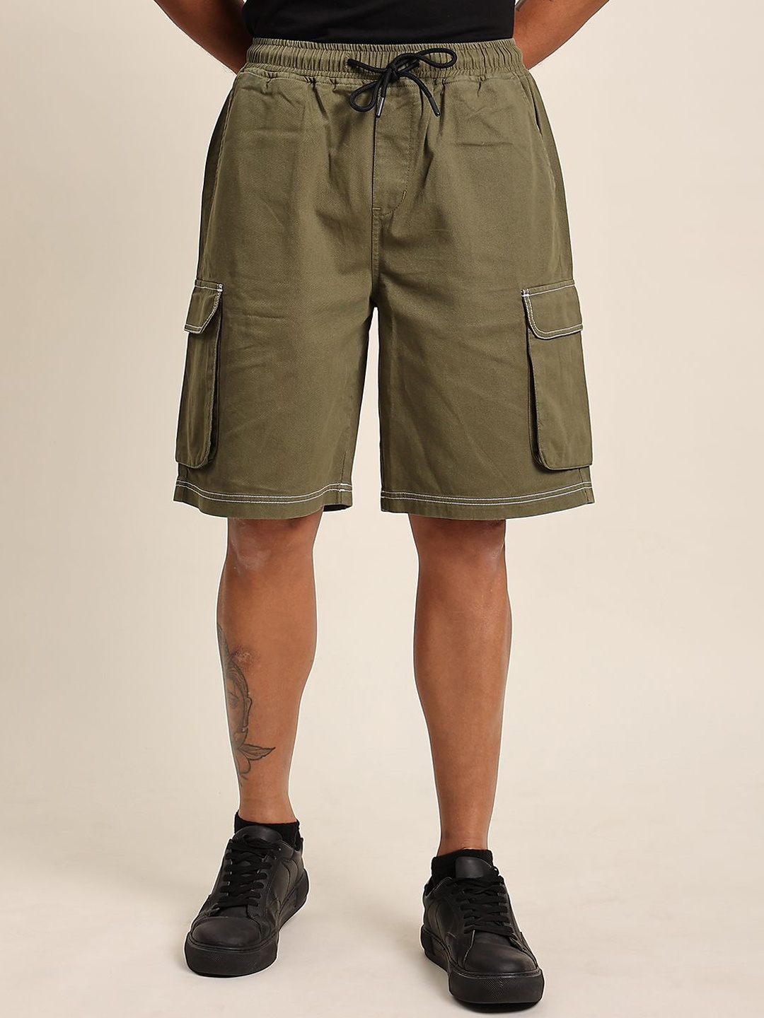 

The Roadster Lifestyle Co. Pure Cotton Relaxed-Fit Cargo Shorts, Olive