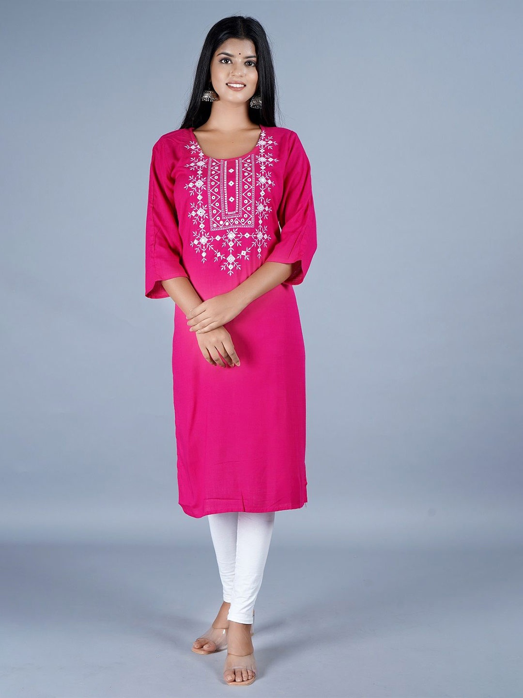 

Chaukas Embroidered Straight Kurta, Pink