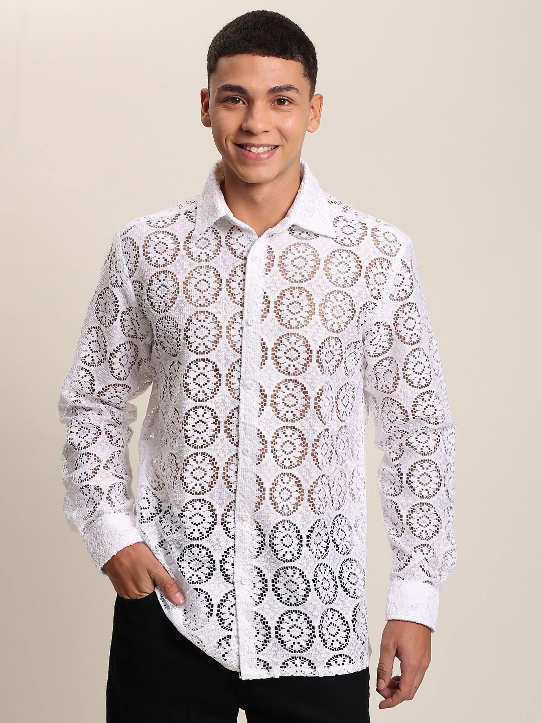 

The Lifestyle Co Self Design Lace Shirt, White