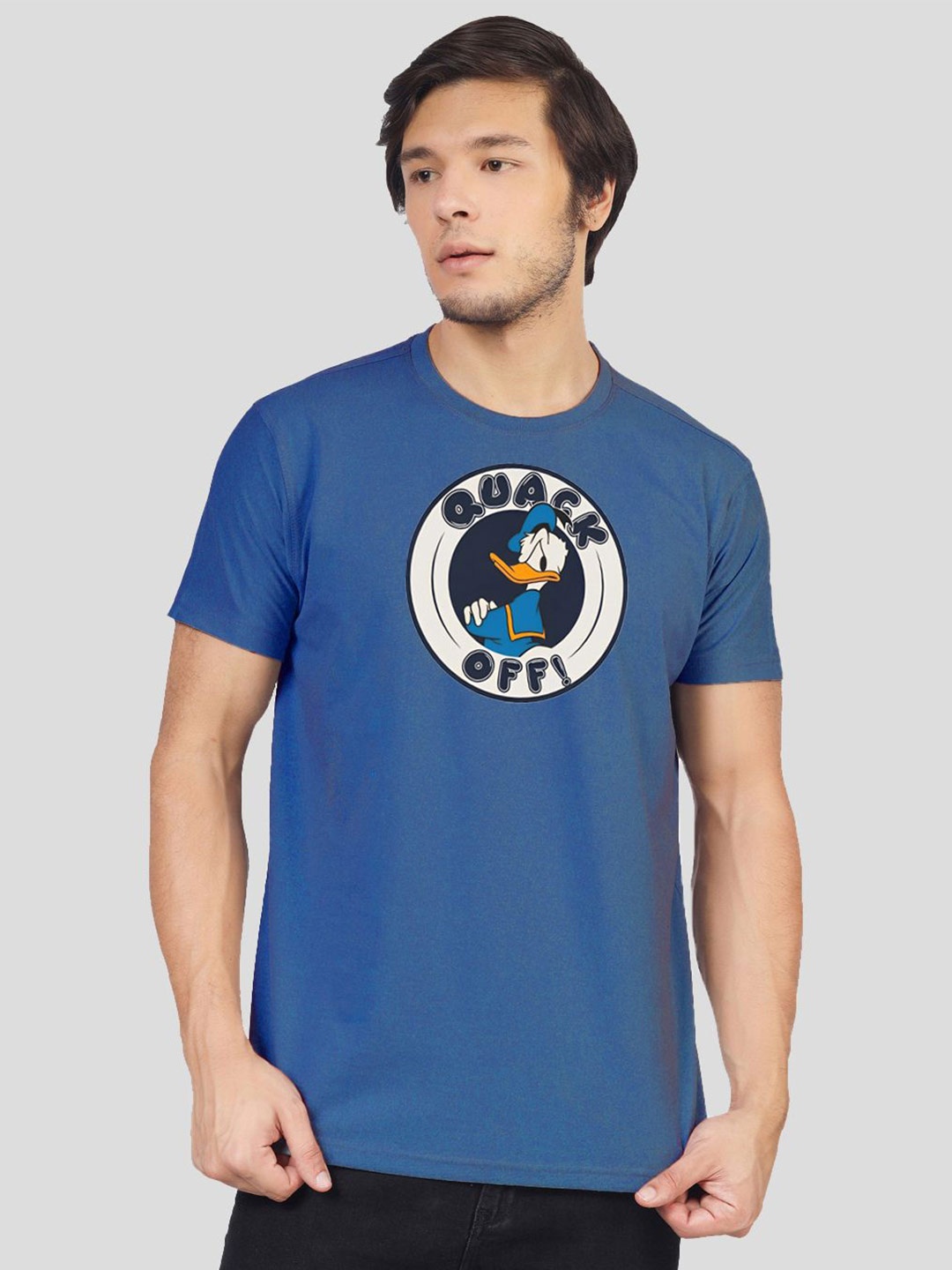 

Greylongg Men Graphic Donald Duck Printed Round Neck T-shirt, Blue