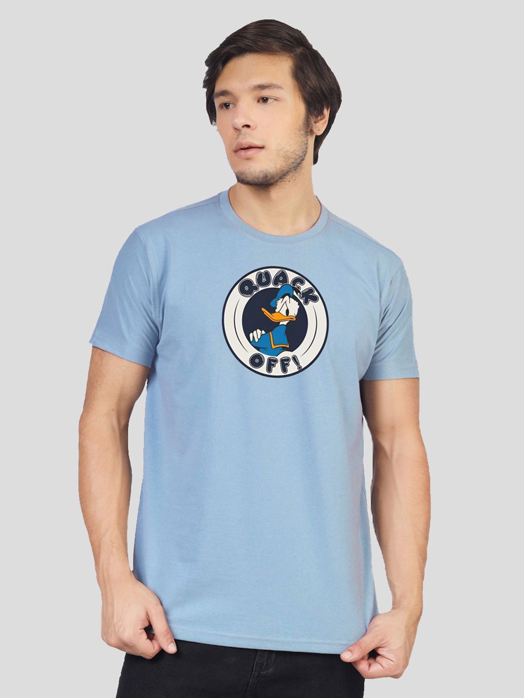 

Greylongg Men Graphic Donald Duck Printed Round Neck T-shirt, Blue