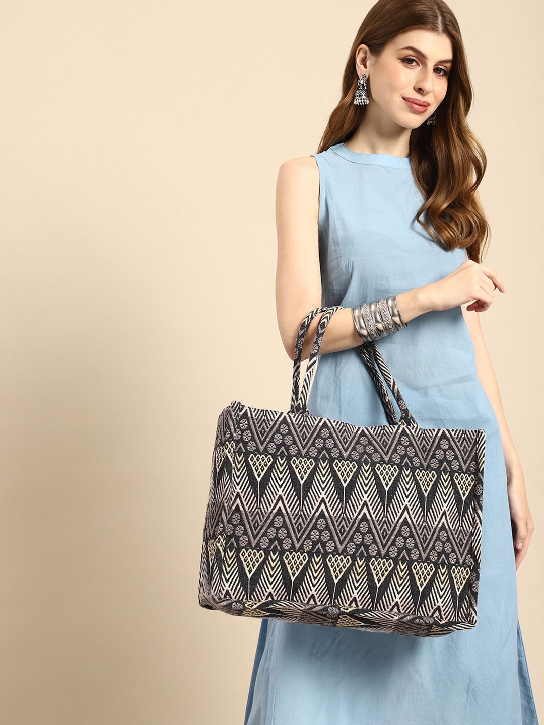 Anouk Geometric Shopper Tote Bag, Multi