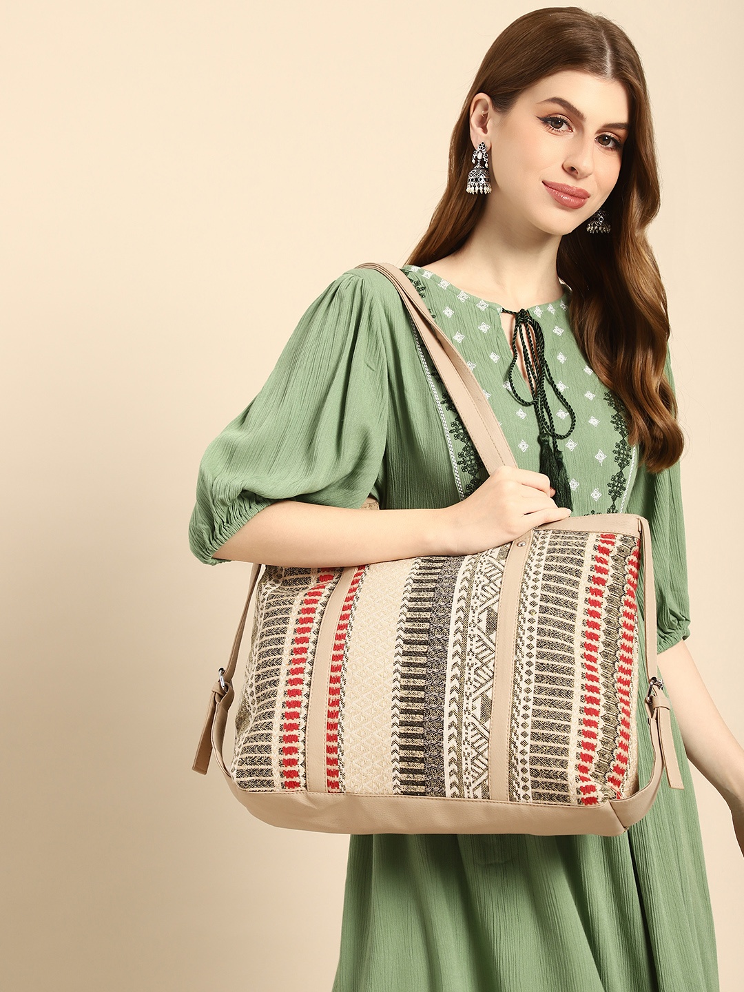 

Anouk Geometric Textured Shopper Tote Bag, Multi