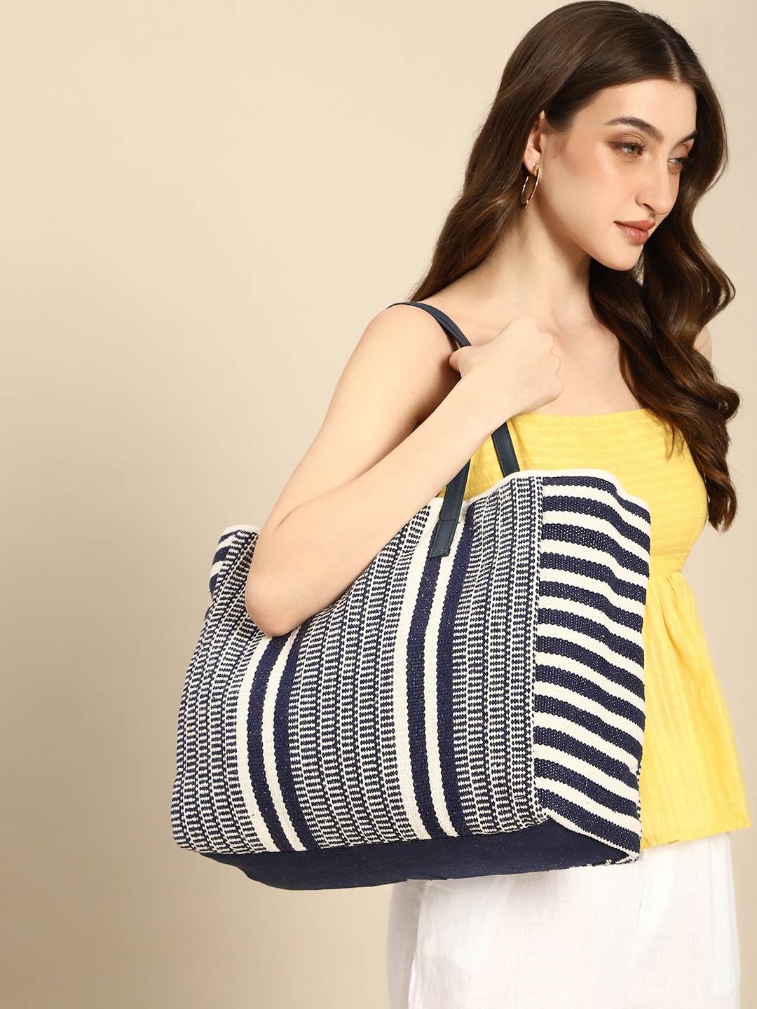 

Anouk Geometric Shopper Tote Bag, Navy blue