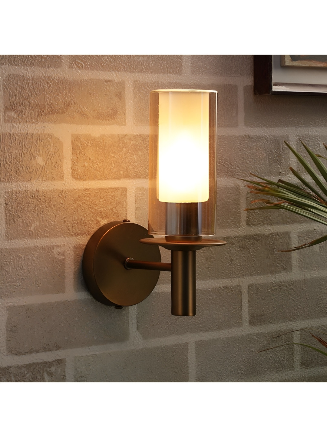 

CORAL TREE Gold-Toned & Brown Metal Cylinder Shaped Wall Lamp