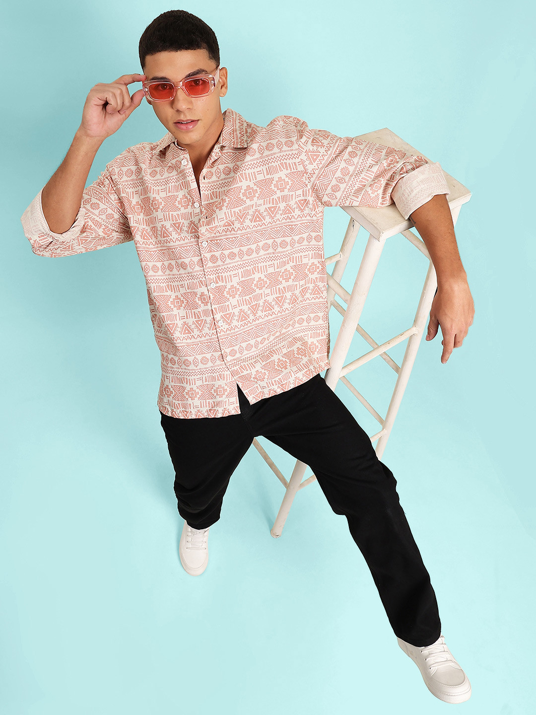 

Bene Kleed Men Opaque Printed Casual Shirt, White