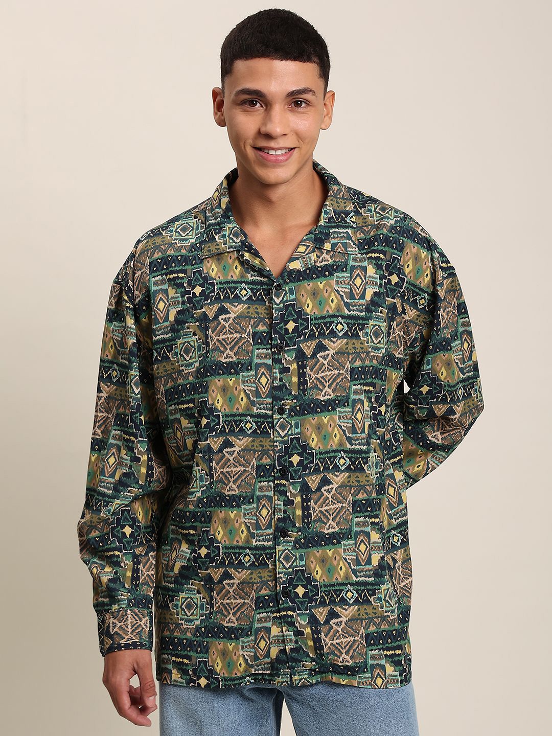 

Bene Kleed Men Abstract Printed Opaque Casual Shirt, Green