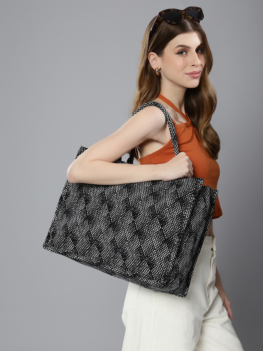 

Mast & Harbour Textured Shopper Tote Bag, Black