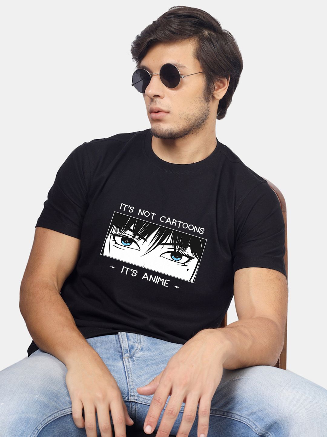 

Greylongg Men Graphic Printed Round Neck T-shirt, Black