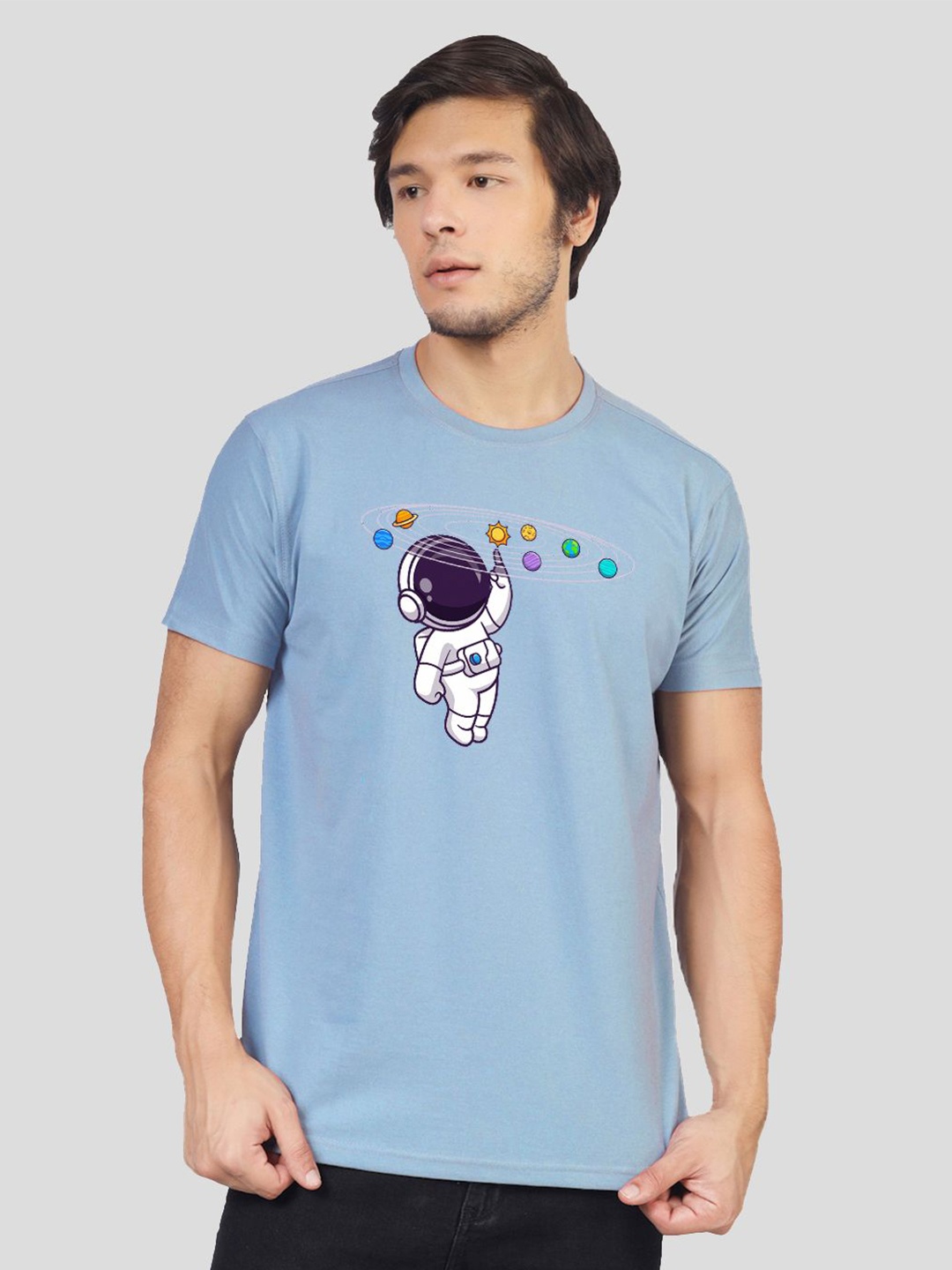 

Greylongg Men Graphic Printed Round Neck T-shirt, Blue