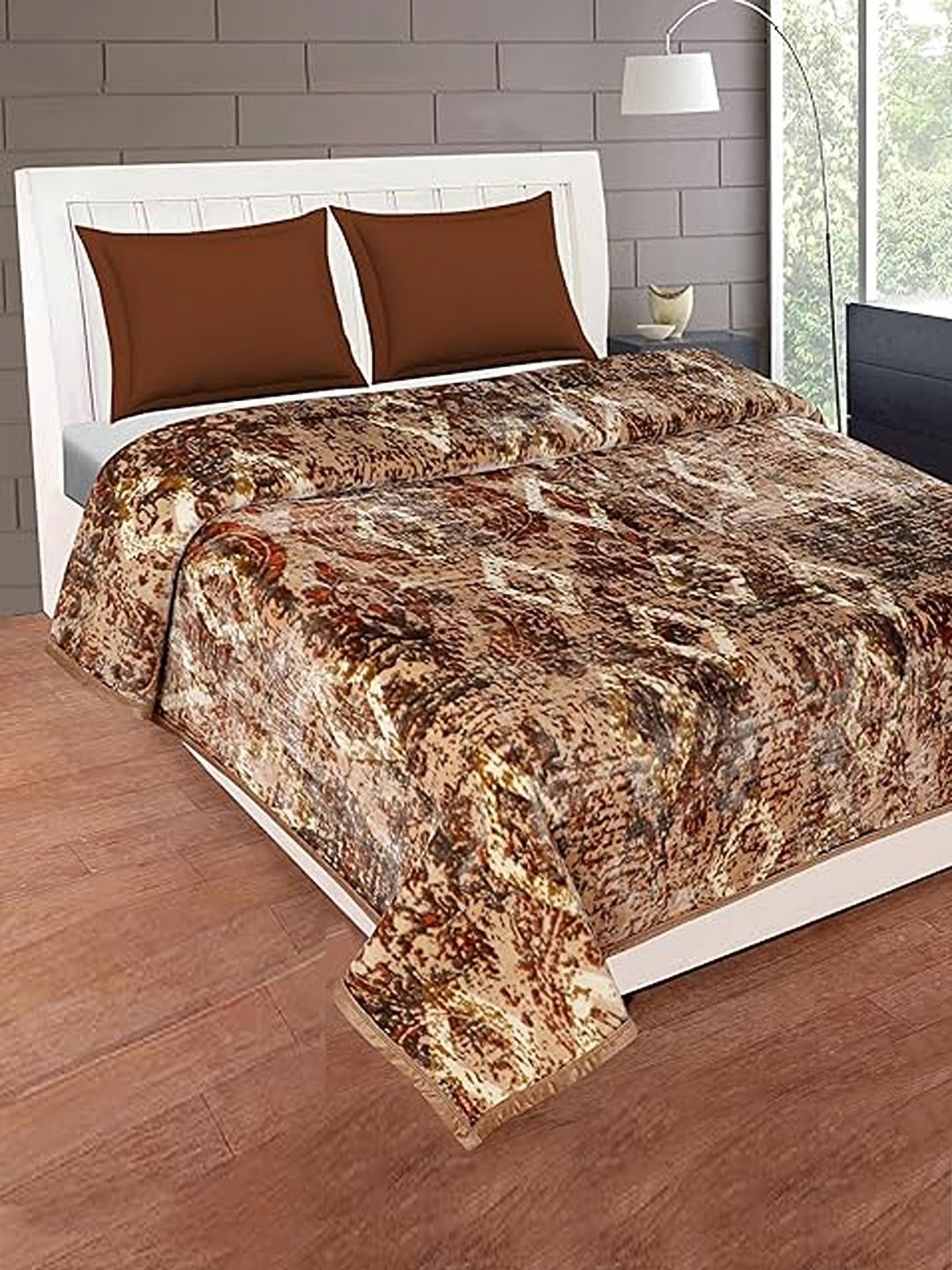 

Bezzilish Home Brown Ethnic Motifs Heavy Winter 350 GSM Double Bed Blanket